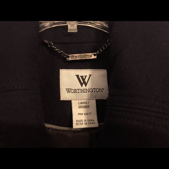 NWT Worthington Elegant Dark Grape Wool Peacoat, L - Picture 4 of 5